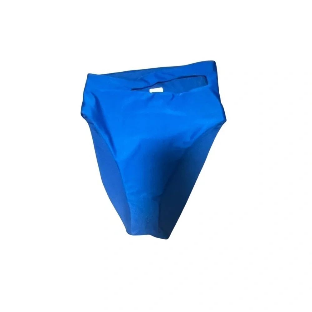 Keva J Madison High Waist  Asymmetrical Bikini Bottom In Blue, NWT